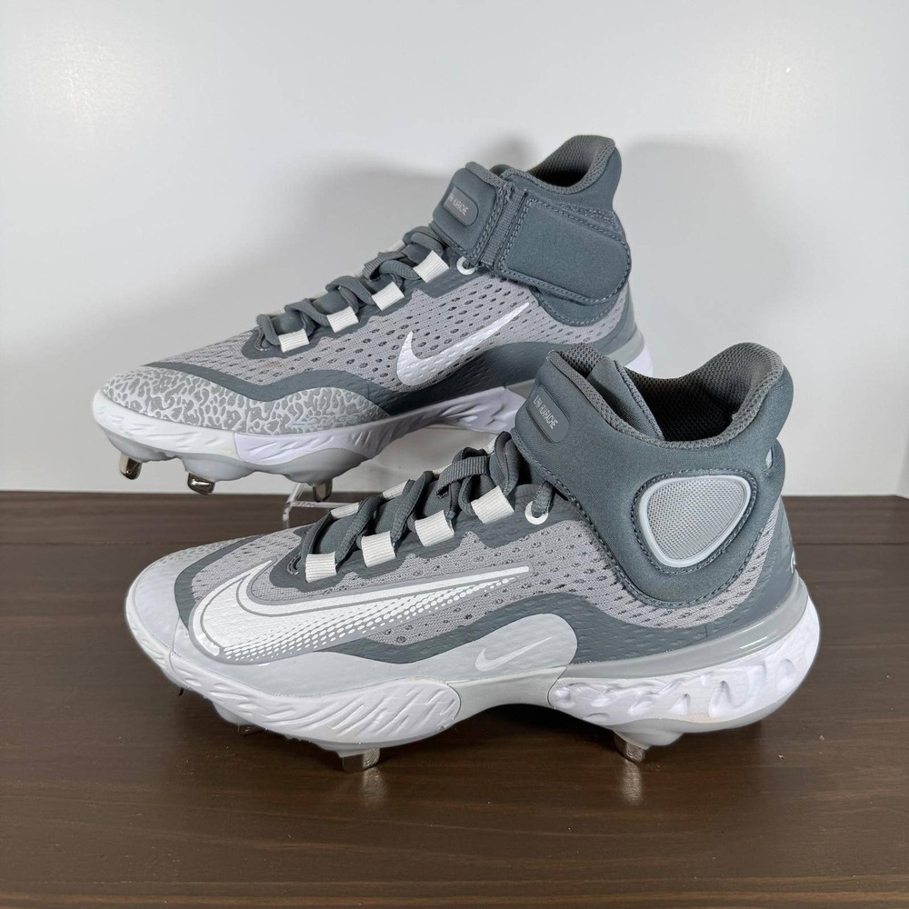 Nike Alpha Huarache Elite 4 Mid Baseball Cleats Wolf Grey DJ6520-012 Mens Size 7